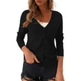 thumbnail image 1 of Women's Cardigan V Neck Cardigan Sweater Plus Jacket Solid Color Knitted Sweater,Black Women's Cardigan M, 1 of 4