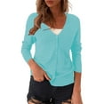 thumbnail image 1 of Women's Cardigan V Neck Cardigan Sweater Plus Jacket Solid Color Knitted Sweater,Blue Women's Cardigan XL, 1 of 4