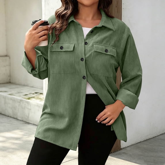 Women's Cardigan Winter Tops Casual Fashion Solid Color Lapel Button Up To Long Sleeved Top S-2XL
