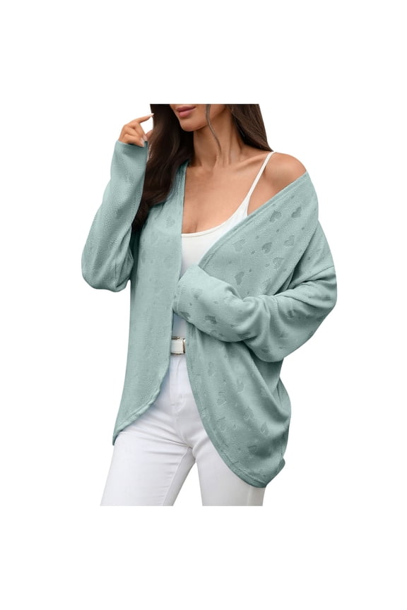 Women's Cardigans 2026 Summer Fashion Plus Size Long Sleeved Coat Solid Color Blouse Loose Fitting Cardigan Jacket Tops