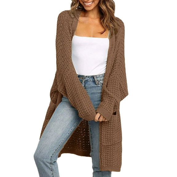 Women's Cardigans Casual Open Front Solid Color Knit Dolman Sleeves Sweater Oversized Long Sleeve Fall Outwear