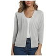thumbnail image 1 of Women's Cardigans Casual Solid Color Elegant With Short Knitted Jacket Fall Outwear, 1 of 5