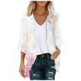 Women's Cardigans Ladies Floral Print Puff Sleeve Chiffon Thin Coat