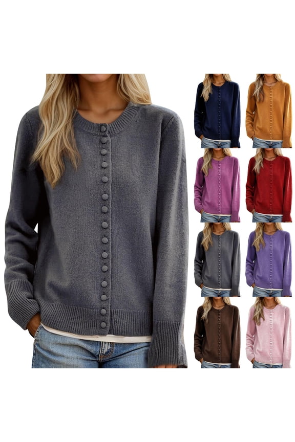 Women's Cardigans Lightweight Casual Long Sleeve Knit Button Front Cardigan Sweaters