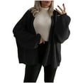 thumbnail image 1 of Women's Cardigans Long Sleeve Chunky Knit Solid Color Loose Coats Casual Open Front Casual Lantern Sweaters (Black M), 1 of 6