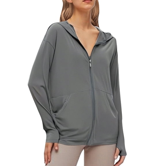 Women's Cardigans Long Sleeve Ice Silk Solid Color Zip Up Jacket Outerwear Loose Fit Cozy Casual Lightweight Womens Sweaters