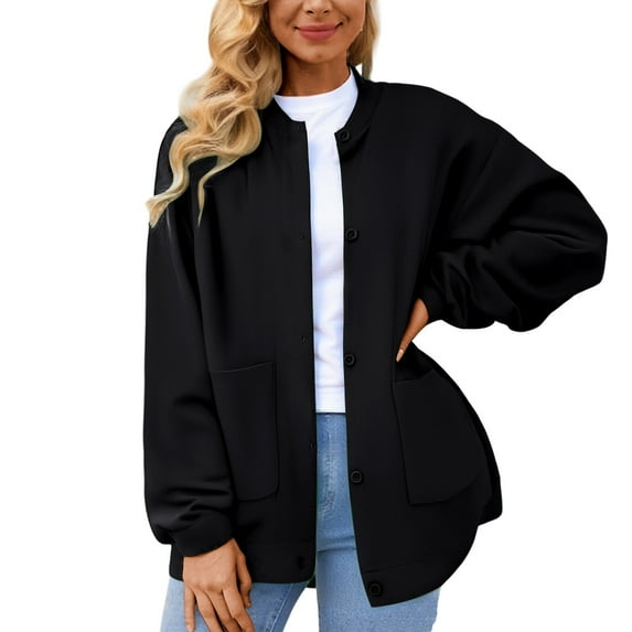 Women's Cardigans Long Sleeve Solid Color Button Down Knit Tops Outerwear Loose Fit Open Front Fall Winter Casual Work Sweaters for Women