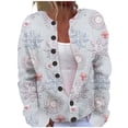 thumbnail image 1 of Women's Cardigans Xmas Snowflake Printed Crew Neck Button Down Cozy Long Sleeve Jacket Warm 2025 Fall Winter Trendy Loose Casual Work Sweaters for Women YA Multicolour XXXL, 1 of 5