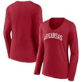 thumbnail image 1 of Women's Cardinal Arkansas Razorbacks Arch Long Sleeve V-Neck T-Shirt, 1 of 3