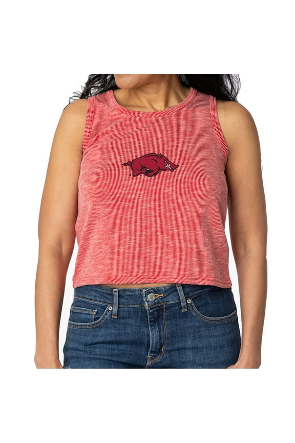 Women's Cardinal Arkansas Razorbacks Brie Sandwash Tri-Blend Cropped Tank Top