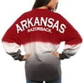 thumbnail image 1 of Women's Cardinal Arkansas Razorbacks Ombre Long Sleeve Dip-Dyed Spirit Jersey, 1 of 3