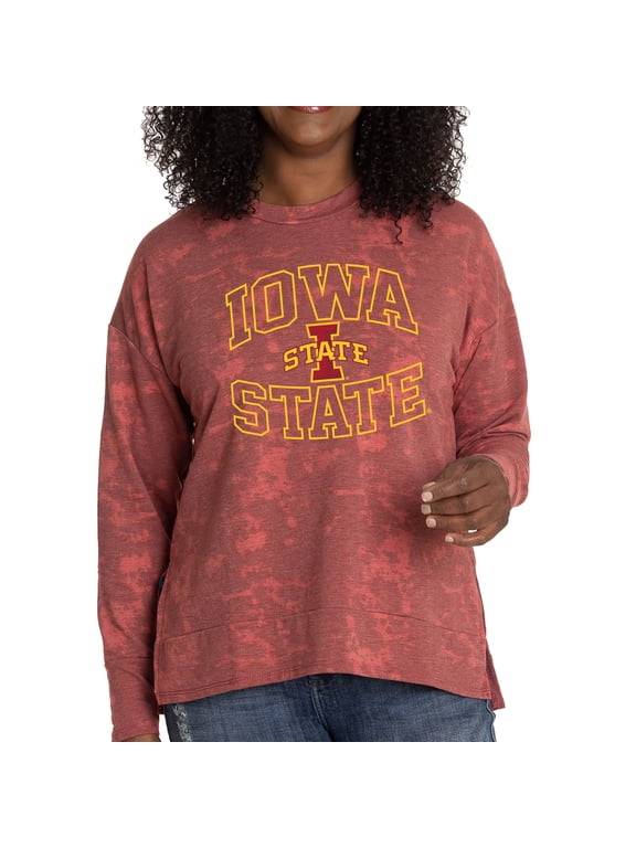 Women's Cardinal Iowa State Cyclones Brandy Tie-Dye Long Sleeve Tri-Blend Pullover Top