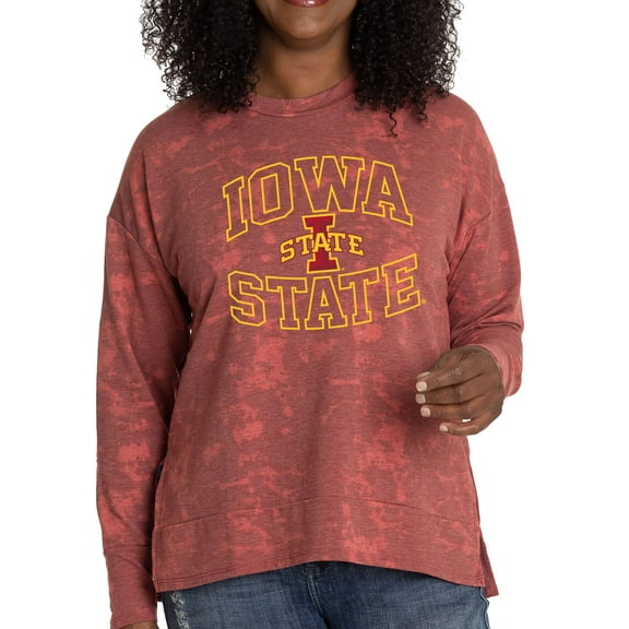 Women's Cardinal Iowa State Cyclones Brandy Tie-Dye Long Sleeve Tri-Blend Pullover Top