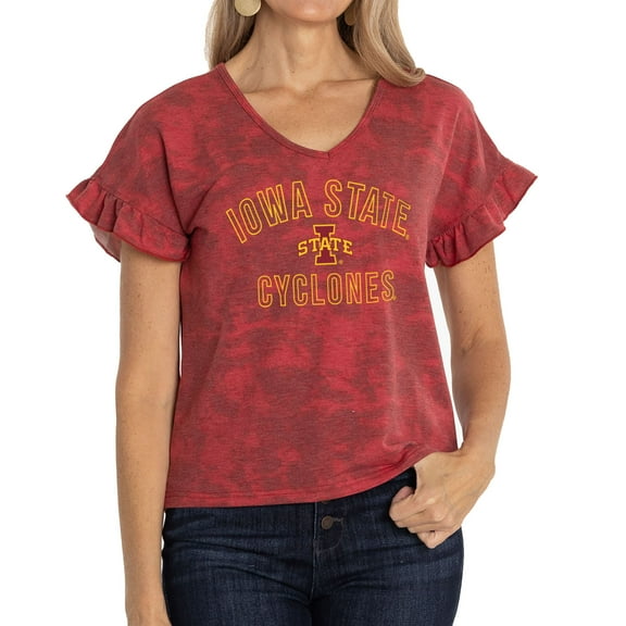 Women's Cardinal Iowa State Cyclones Daisy Tri-Blend V-Neck T-Shirt