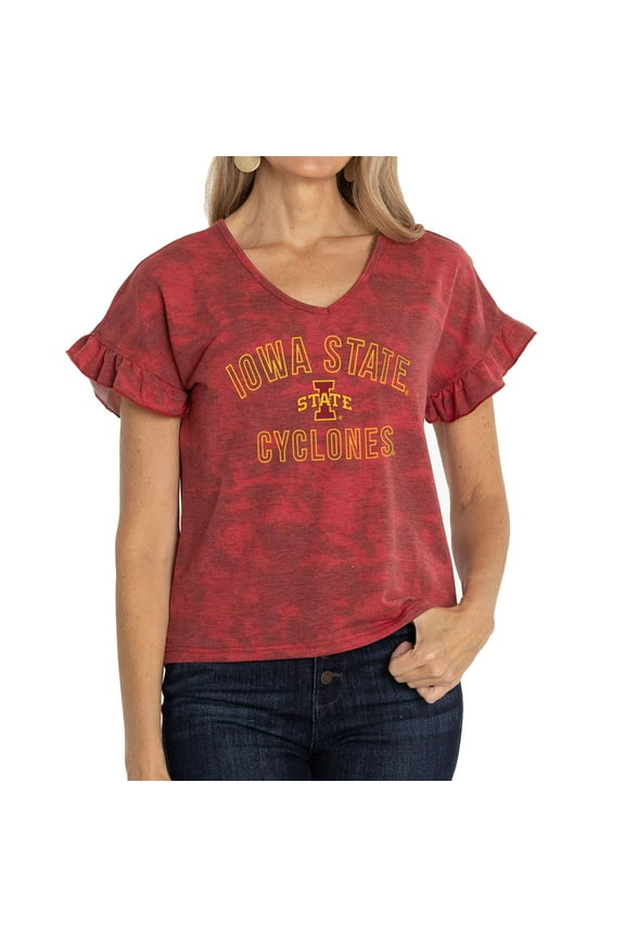 Women's Cardinal Iowa State Cyclones Daisy Tri-Blend V-Neck T-Shirt