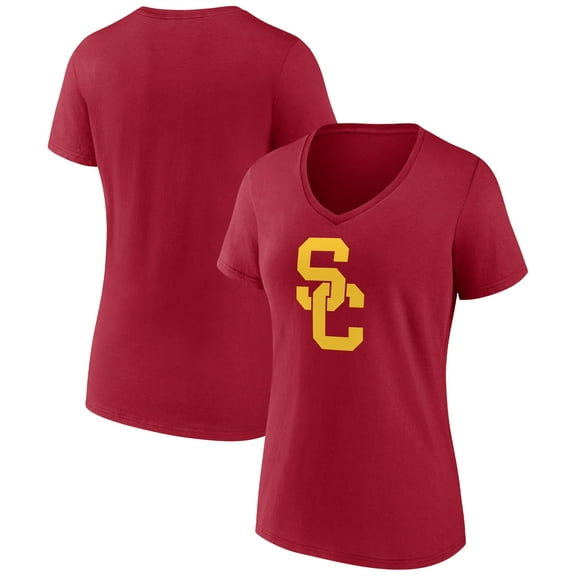 Women's Cardinal USC Trojans Team Logo V-Neck T-Shirt
