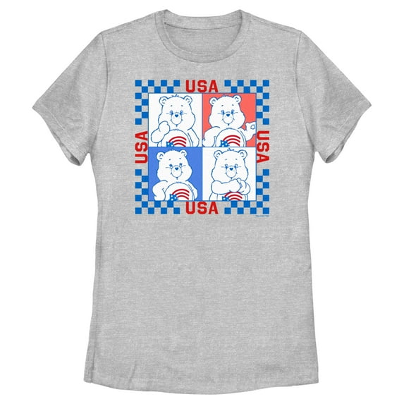 Women's Care Bears America Cares Bear Patriotic Portraits Graphic T-Shirt