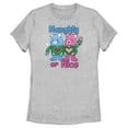 thumbnail image 1 of Women's Care Bears Christmas Cheer Bear and Grumpy Bear Naughty or Nice  Graphic Tee Athletic Heather Small, 1 of 4