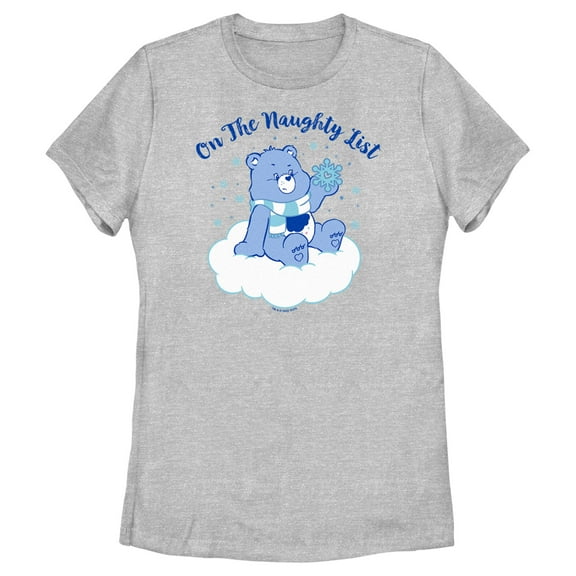 Women's Care Bears Christmas Grumpy Bear On the Naughty List  Graphic Tee Athletic Heather Large