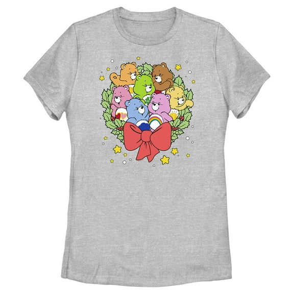 Women's Care Bears Christmas Wreath Bears Graphic Tee Athletic Heather Small