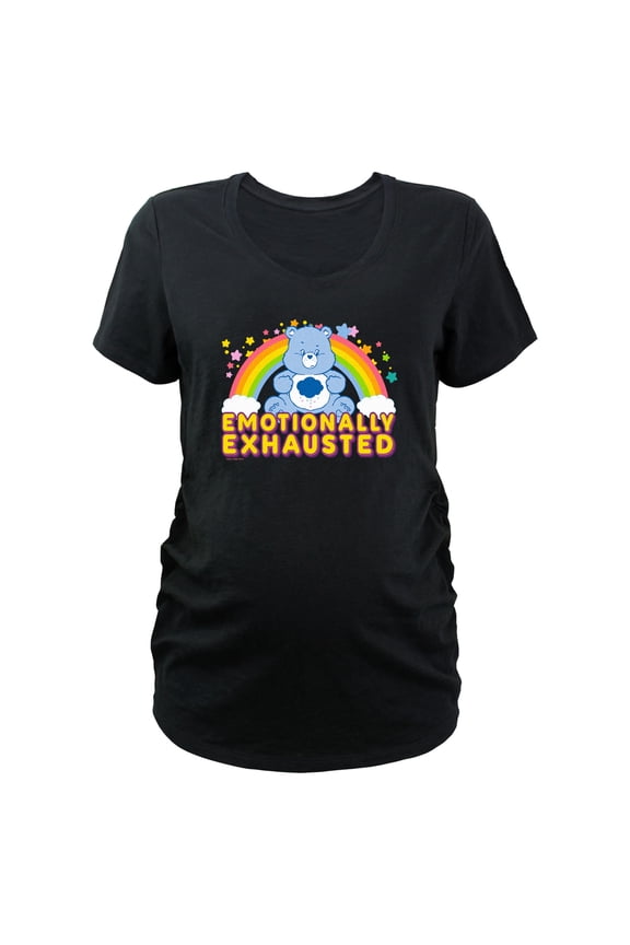 Women's Care Bears Grumpy Bear Emotionally Exhausted Graphic Maternity T-Shirt