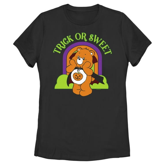 Women's Care Bears Halloween Trick Or Sweet Graphic Tee Black Small