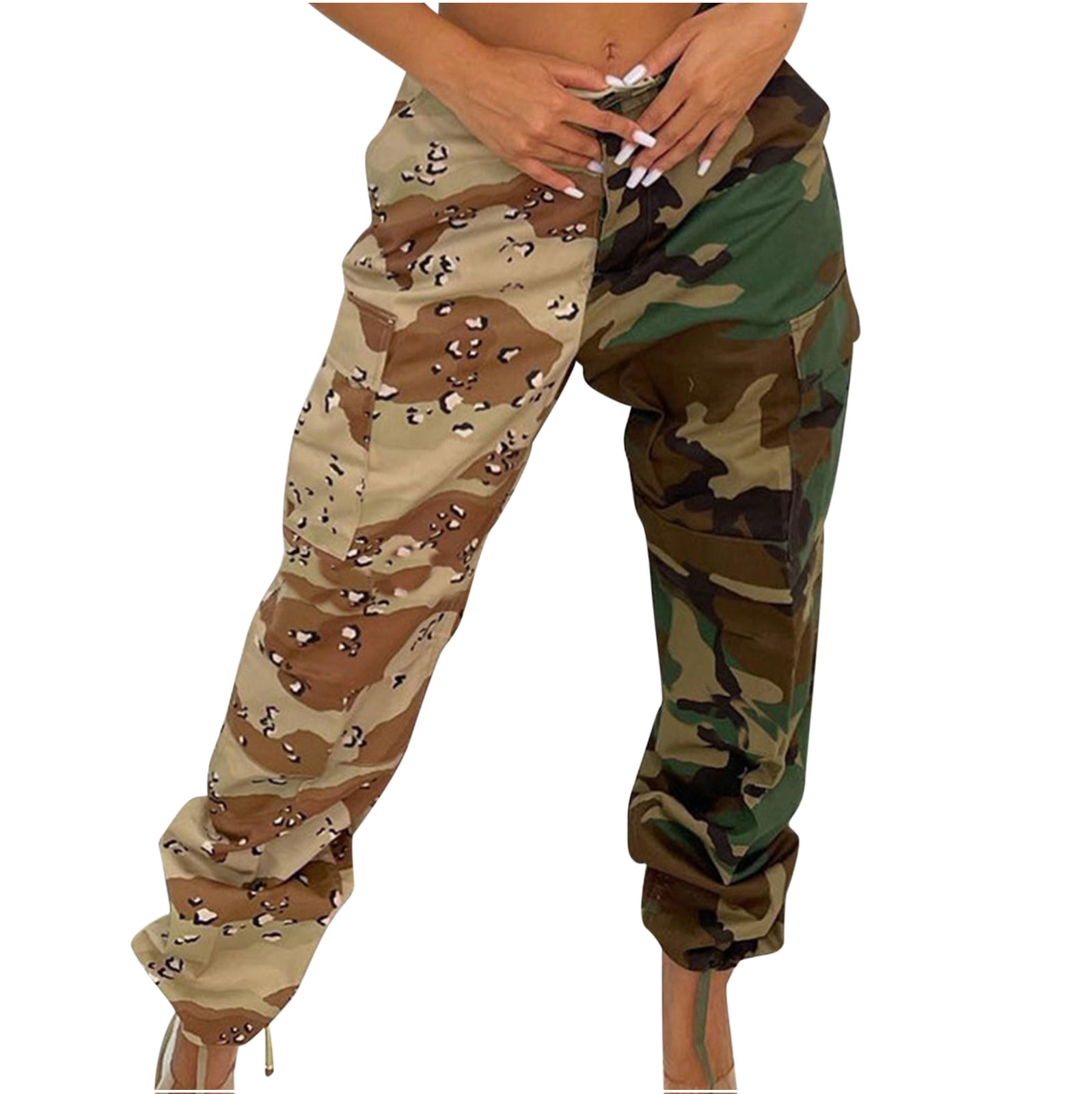 Women's Cargo Camo Pants High Waist Trousers Camouflage Active