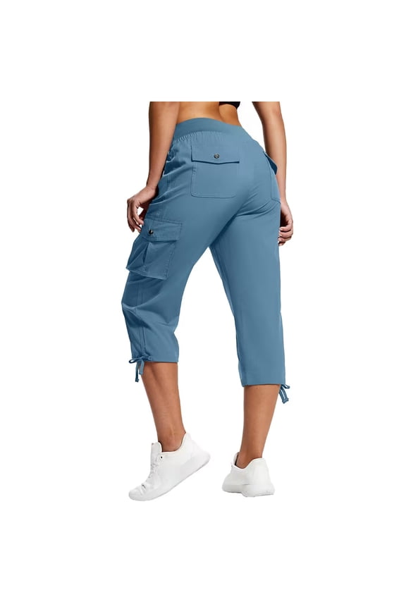Women's Cargo Capri Hiking Pants Lightweight Casual Loose Quick Dry Outdoor Athletic Travel Pants with Pockets