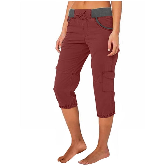 Women's Cargo Capri Hiking Pants Loose Lightweight Outdoor Quick Dry joggers pants Athletic Travel Casual Comfy Pockets