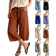 thumbnail image 1 of Women's Cargo Capri Pant with Pockets Plus Size Wide Leg Pants For Summer Casual Cropped Barrel Pant With Pockets, 1 of 8