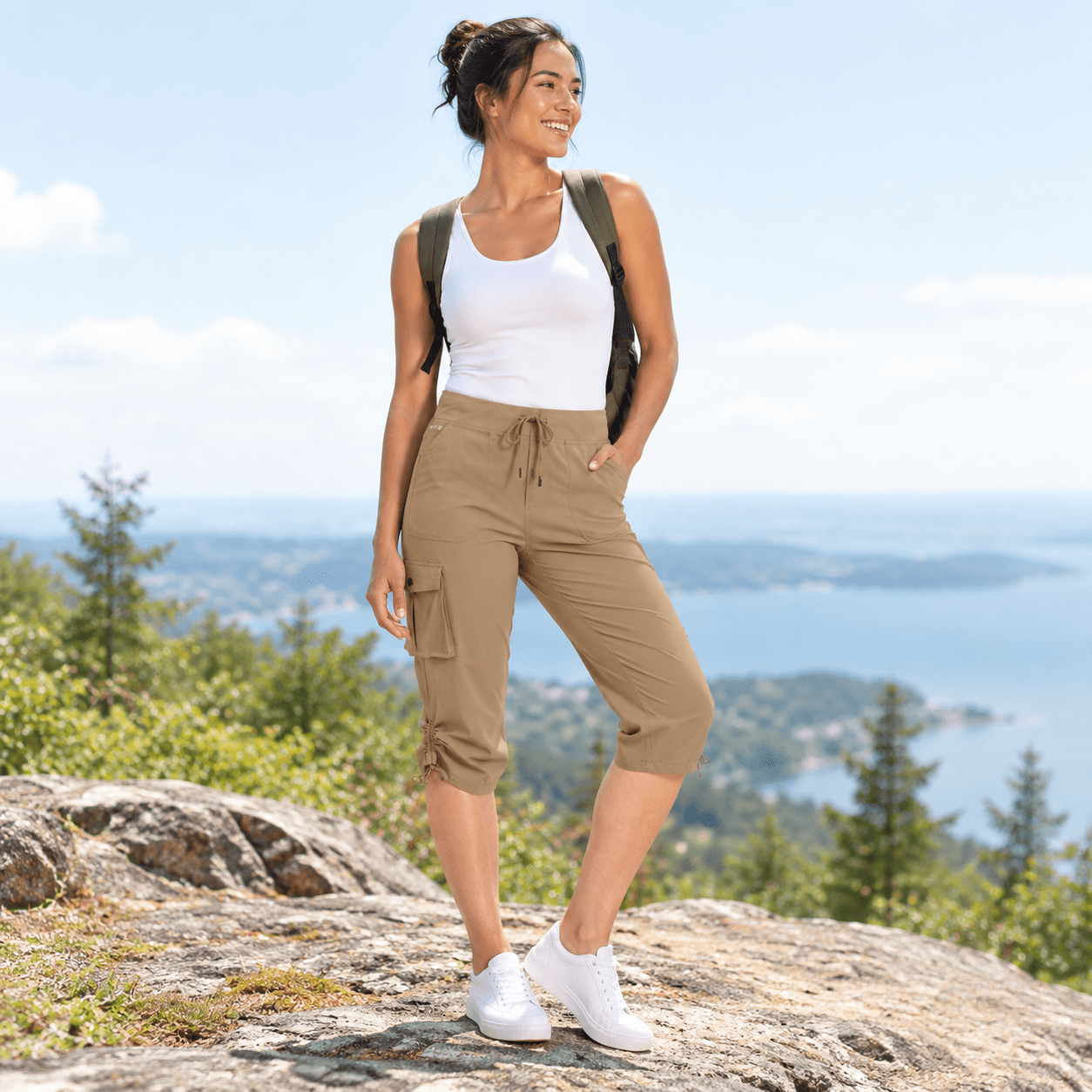 Capre Host Women's Cargo Capri Pants Hiking Travel Casual Capris With 5 Pocket ...