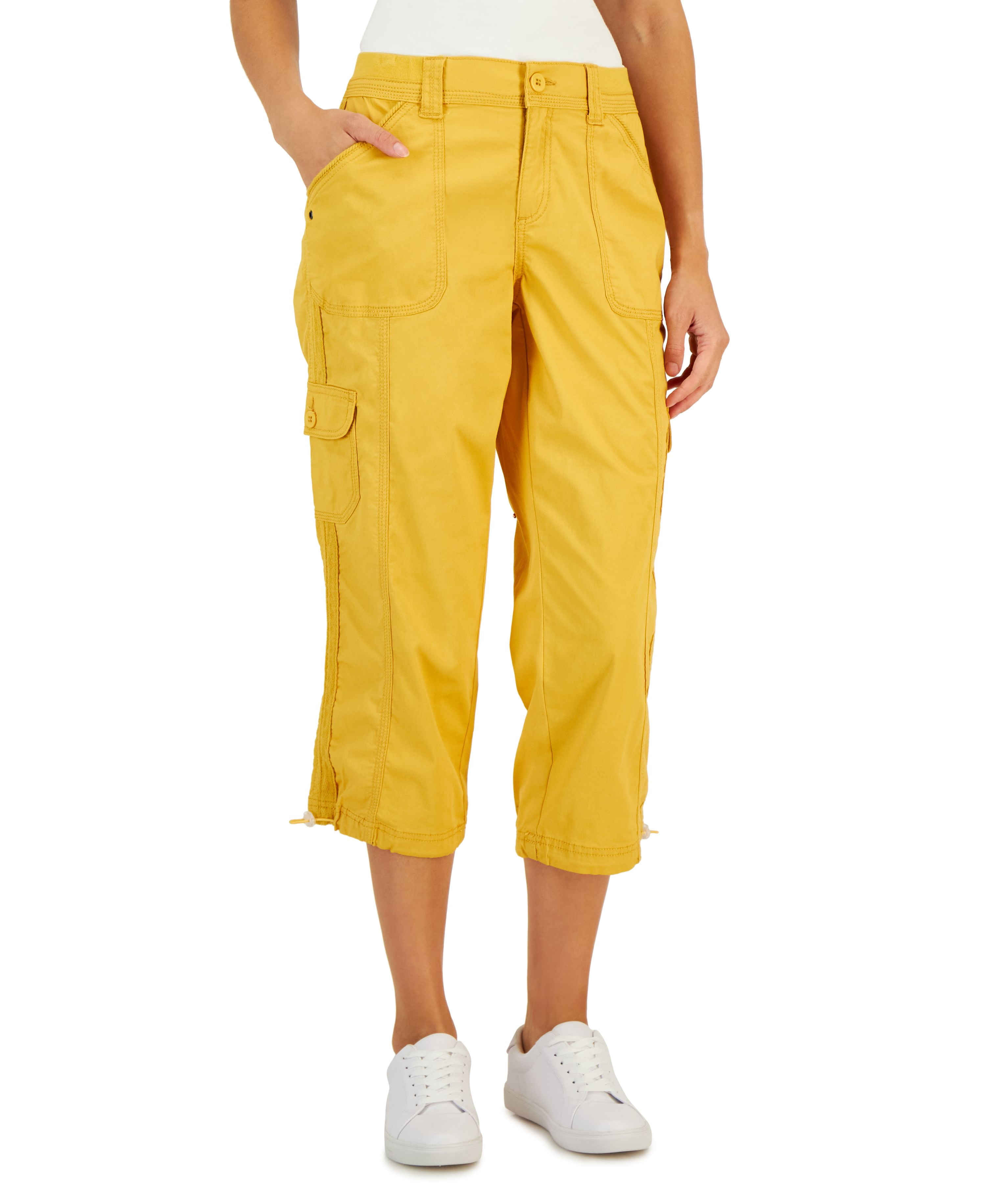 Style & Co Women's Cargo Capri Pants Yellow Size 14