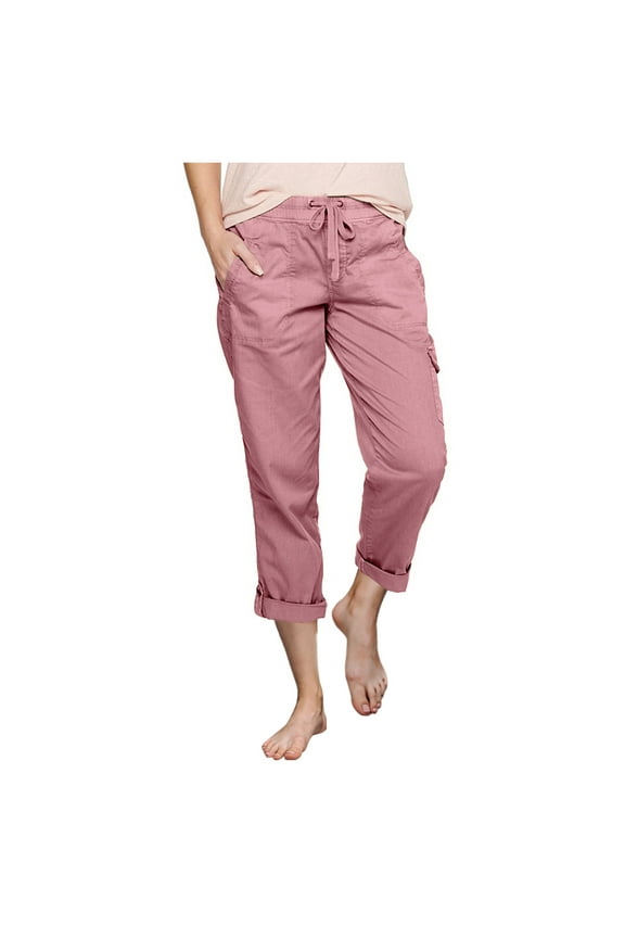 Women's Cargo Capris Hiking Pants Lightweight Quick Dry Elastic Waist Outdoor Capris Summer Casual Loose Fit Capris with Pockets