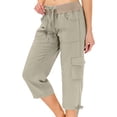 thumbnail image 1 of Women's Cargo Capris Lightweight Quick Dry Hiking Travel Summer Casual Cropped Pants with Pockets Brown XL, 1 of 5