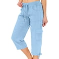 thumbnail image 1 of Women's Cargo Capris Lightweight Quick Dry Hiking Travel Summer Casual Cropped Pants with Pockets Sky Blue XL, 1 of 5