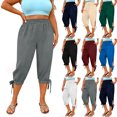 thumbnail image 1 of Women's Cargo Capris Pants Women Fashion Oversize Casual High Waist Linen Loose Pocket Straight Solid Long Pants Gray XXL, 1 of 7