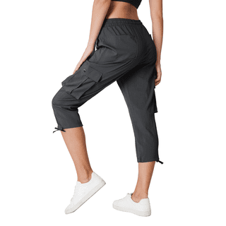 Women's Cargo Capris with Pockets, Loose Fit, Lightweight Casual Capri Pants for Hiking Darkgray M
