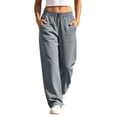 thumbnail image 1 of Women's Cargo Hiking Pants Casual Daily Cargo Pants Drawstring Solid Color Sports Wide Leg Baggy Loose Elastic Drawstring Pants With Multiple Pockets, 1 of 9