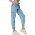 thumbnail image 1 of Pdbokew Women's Cargo Hiking Pants Lightweight Quick Dry Fit Comfy Athletic Casual Outdoor Trip Pockets Elastic Waistband Blue L, 1 of 7