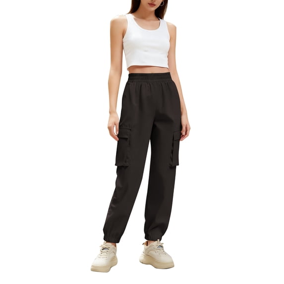 Women's Cargo Jogger Pants Elastic Waist Casual Tactical Tapered Utility Pants with Pockets