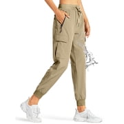 Womens Cargo Joggers Lightweight Quick Dry Hiking Pants Athletic Workout Pants with Zipper Pockets Lounge Casual Outdoor Dark Brown L