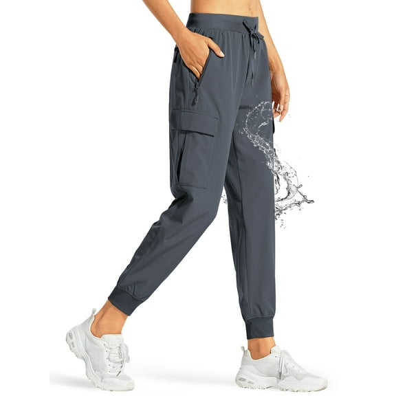 Women's Cargo Joggers Lightweight Quick Dry Hiking Pants Athletic Workout Pants with Zipper Pockets Lounge Casual Outdoor Dark Grey XL