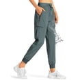 thumbnail image 1 of Women's Cargo Joggers Lightweight Quick Dry Hiking Pants Athletic Workout Pants with Zipper Pockets Lounge Casual Outdoor Iron Grey S, 1 of 8