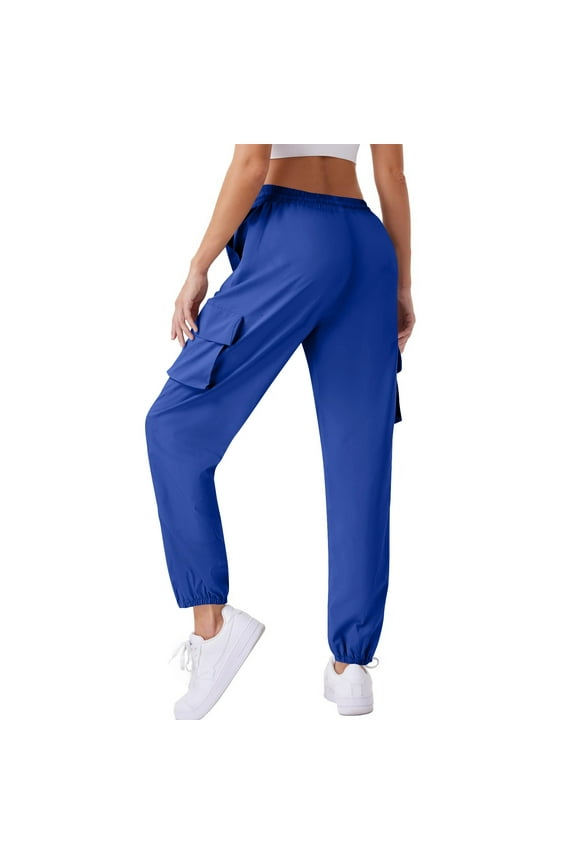 Women's Cargo Joggers Lightweight Quick Dry Walking Hiking Trousers Athletic Stretch Cropped Pants Elasticated High Waist with Pockets Outdoor Activewear Sweatpants Tracksuit Bottoms