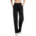 thumbnail image 1 of Women's Cargo Pants Baggy Relaxed Fit Cotton Hiking Work Pants with 6 Pockets Black, 1 of 10