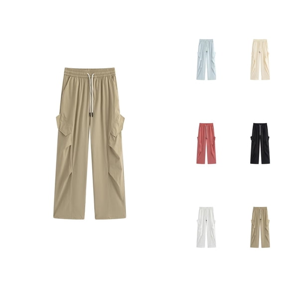 Women's Cargo Pants Cool Summer Quick Drying Slim Fit Casual Wide Leg Sweatpants for Everyday and Use