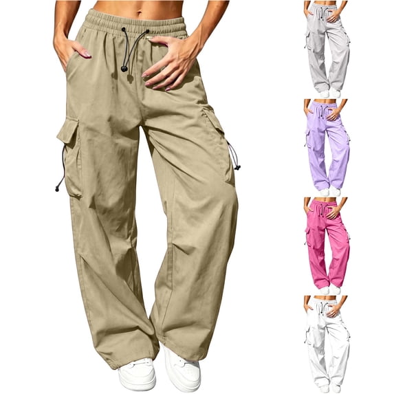 Women's Cargo Pants Loose Straight Leg with Large Pockets Casual Utility