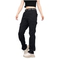 thumbnail image 1 of Women's Cargo Pants Multi Pockets Hiking Sweatpants Elastic High Waist Trouser Lightweight Ankle Length Clothes (XL, Black), 1 of 8