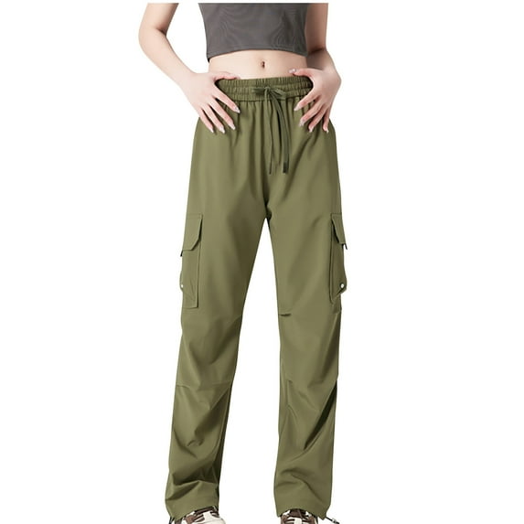 Women's Cargo Pants Parachute Pants Y2K Baggy Rave Clothes Waterproof Hiking Pants with Pockets