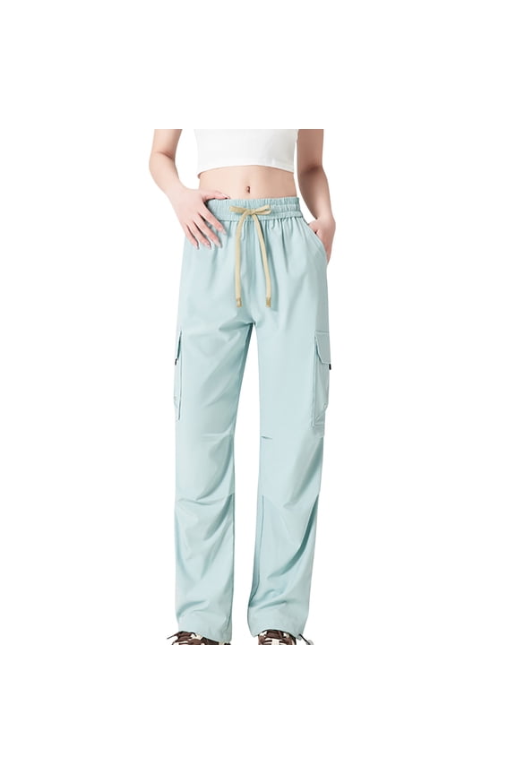 Women's Cargo Pants Parachute Pants Y2K Baggy Rave Clothes Waterproof Hiking Pants with Pockets